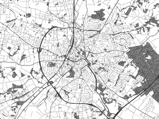 Detailed black and white map of Herford, Germany, in artistic sketch style.