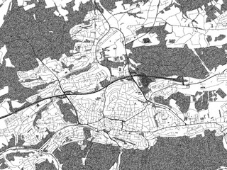 Naklejka premium Monochrome hand-drawn map of Iserlohn, Germany, ideal for decorative and editorial use.