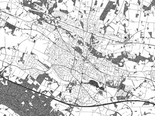 Naklejka premium Detailed black and white map of Ibbenburen, Germany, in artistic sketch style.