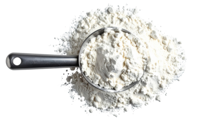 Measuring cup filled with flour