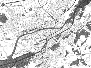 Naklejka premium Poster-style sketch map of Landshut, Germany, designed in artistic monochrome.