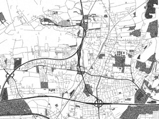 Naklejka premium Artistic urban sketch of Langenhagen, Germany, detailed in black and white map form.