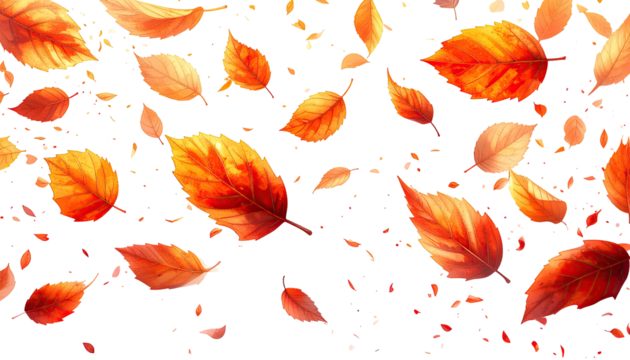Autumn leaves falling on black background