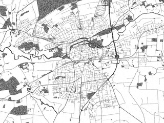 Decorative black and white map of Lippstadt, Germany, rendered in sketch-like style.