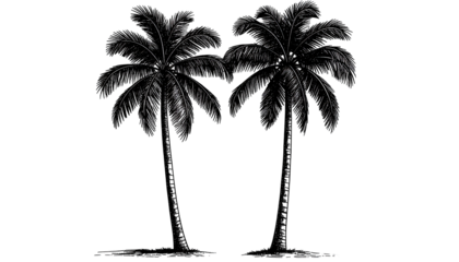Two dark palm trees with glitter details