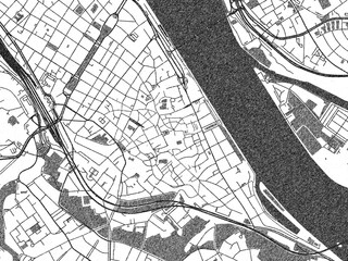 Naklejka premium Minimalist monochrome city map of Mainz Zentrum, Germany, illustrated with urban detail.
