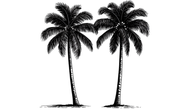 Two dark palm trees with glitter details