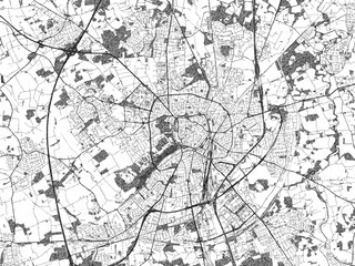 Obraz premium Detailed black and white map of Munster, Germany, in artistic sketch style.