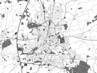 Poster-style sketch map of Neumunster, Germany, designed in artistic monochrome.