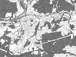 Fototapeta premium Decorative monochrome illustration of Neunkirchen, Germany, showing its detailed grid.