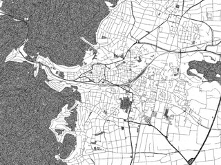 Naklejka premium Decorative monochrome illustration of Neustadt an der Weinstrasse, Germany, showing its detailed grid.
