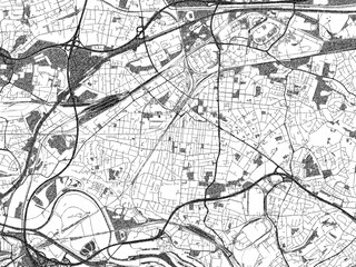 Naklejka premium City map illustration of Oberhausen, Germany, rendered in black and white sketch style.