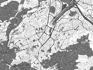 Fototapeta premium Urban black and white map of Stuttgart, Germany, designed in a sketch style for prints.