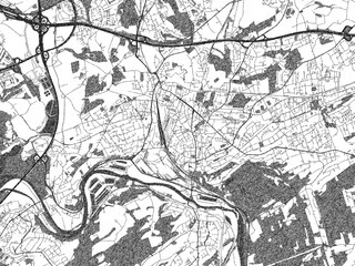 Naklejka premium Hand-drawn black and white city map of Witten, Germany, ready for wall art or editorial projects.