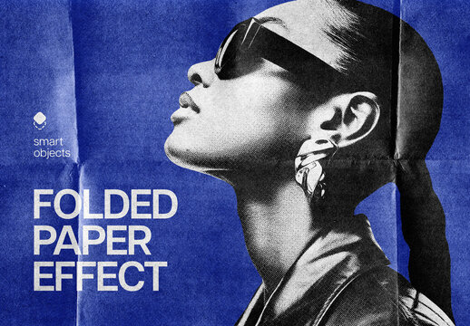 Folded Paper Risograph Photo Effect Mockup