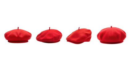 Red beret hat on transparent background png