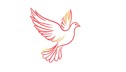 A stylized, red flying bird against a black background