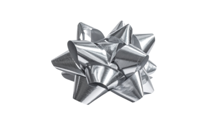 Shiny silver bow isolated on black