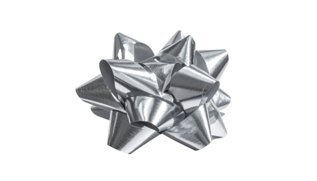 Shiny silver bow isolated on black