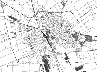 Fototapeta premium Monochrome hand-drawn map of Bekescsaba, Hungary, ideal for decorative and editorial use.