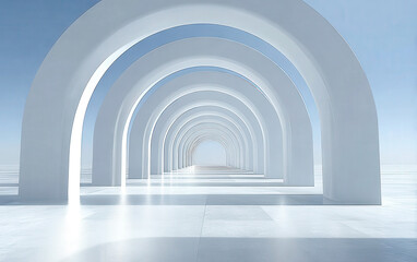 Fototapeta premium A series of white arched structures creating a futuristic and symmetrical pattern
