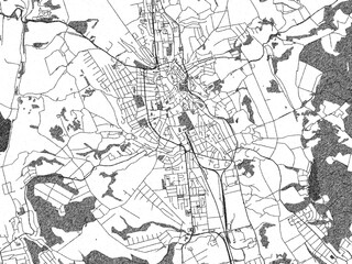 Fototapeta premium Poster-style sketch map of Eger, Hungary, designed in artistic monochrome.