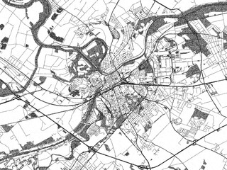 Poster-ready monochrome city map of Gyor, Hungary, with detailed streets and rivers.