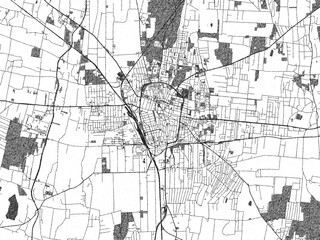 Obraz premium Detailed black and white map of Nyiregyhaza, Hungary, in artistic sketch style.