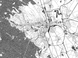 Obraz premium Stylized black and white urban map of Miskolc, Hungary, hand-drawn for decor and creative use.