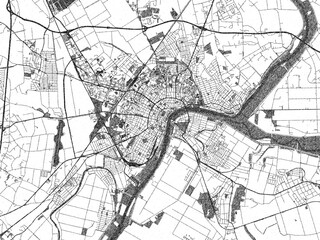 Obraz premium Decorative monochrome illustration of Szeged, Hungary, showing its detailed grid.