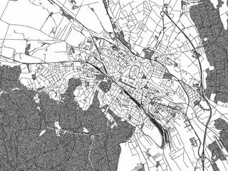 Fototapeta premium Black and white cartographic illustration of Sopron, Hungary, in hand-drawn sketch form.