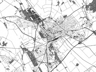 Fototapeta premium Hand-drawn black and white city map of Szekesfehervar, Hungary, ready for wall art or editorial projects.