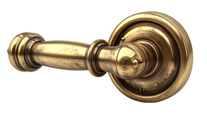 Ornate brass door handle, angled view