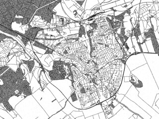Fototapeta premium Artistic monochrome city map of Veszprem, Hungary, created in a hand-drawn style.