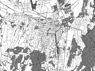 Fototapeta premium Poster-ready black and white illustration map of Zalaegerszeg, Hungary, detailed and artistic.