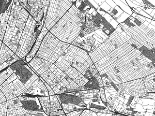 Fototapeta premium Hand-drawn style black and white city map of Zuglo, Hungary, with detailed streets and textures.