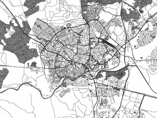 Artistic urban sketch of Beersheba, Israel, detailed in black and white map form.