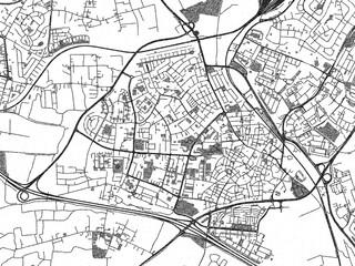 Obraz premium Hand-drawn style black and white city map of Ramla, Israel, with detailed streets and textures.