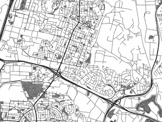 Urban black and white map of Ramat HaSharon, Israel, designed in a sketch style for prints.