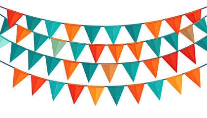 Obraz premium Colorful triangular pennant garland on a black background