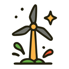 Renewable energy featuring solar panels and wind turbines as sources of clean and sustainable power. Ideal for projects about green technology, eco-friendly innovation, sustainable development.