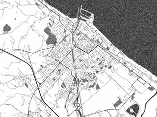 Fototapeta premium Hand-drawn black and white city map of Fano, Italy, ready for wall art or editorial projects.