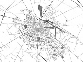 Monochrome sketch map of Foggia, Italy, ideal for posters, prints, and travel design.