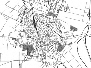 Sketch-style black and white map of Grosseto, Italy, perfect for illustration and wall art.