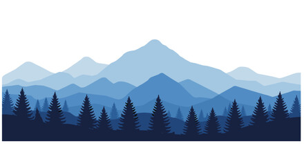 Obraz premium Majestic blue mountain range silhouette with pine forest