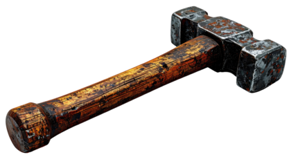 Rusty hammer on black background