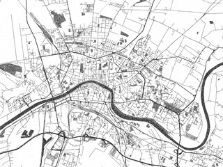 Fototapeta premium Minimal poster-style map of Pisa, Italy, hand-drawn in monochrome.