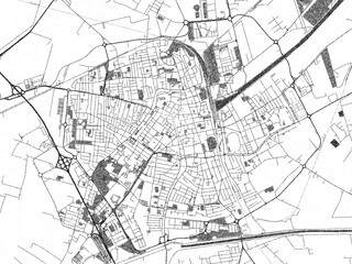 Minimal poster-style map of Ravenna, Italy, hand-drawn in monochrome.