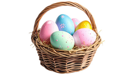 Colorful Easter eggs in a wicker basket (1)