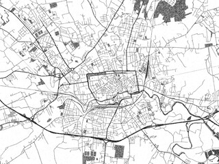 Poster-style sketch map of Treviso, Italy, designed in artistic monochrome.